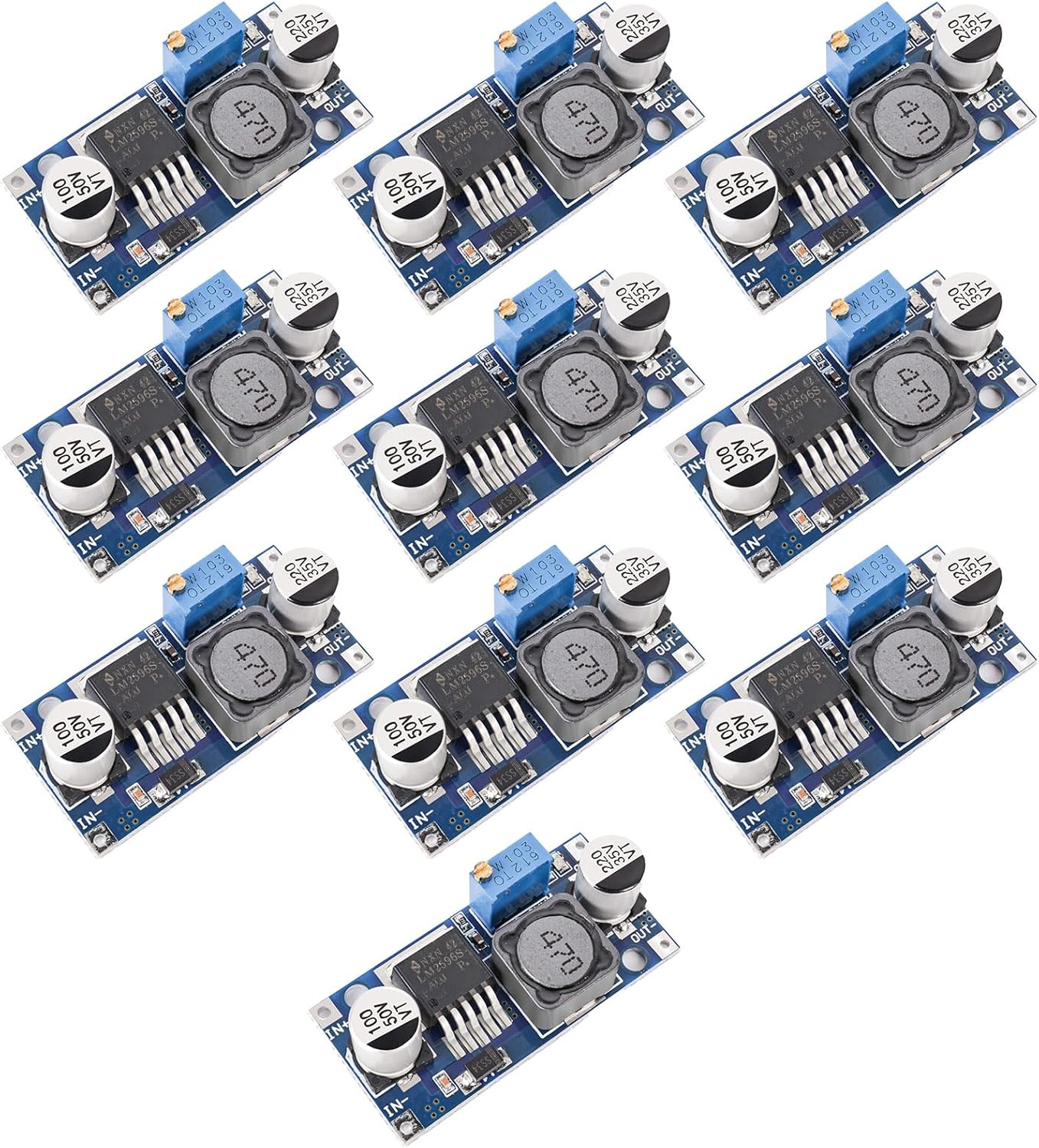 10 Pack LM2596 LM2596S Adjustable Voltage Regulator Step Down Variable Volt Regulator Input 3.0-40V Output 1.5-35V DC-DC Buck Converter Electronic Voltage Stabilizer Power Supply Module
