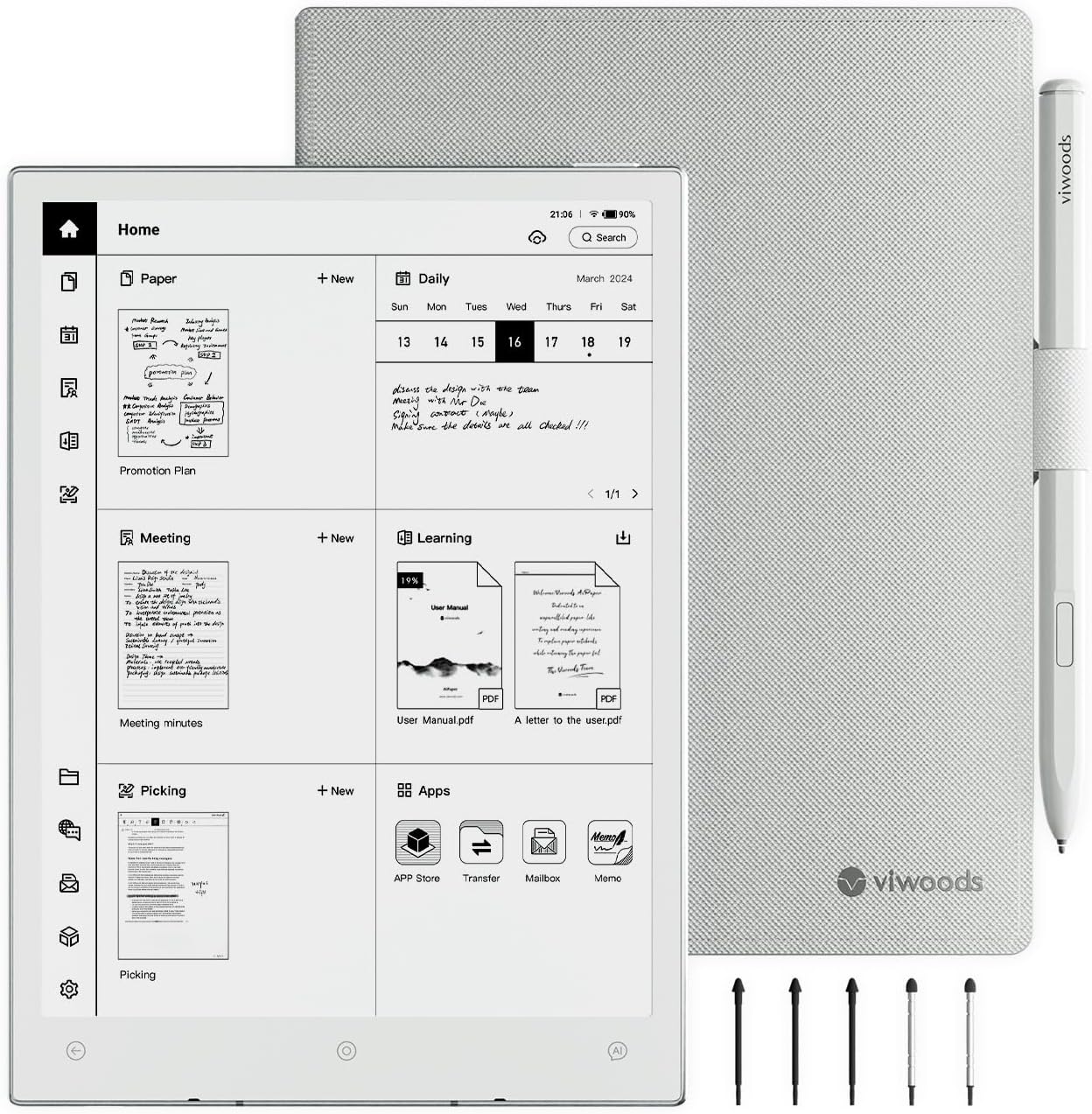 AiPaper Mini 8.2’’ AI E Ink Tablet with Adjustable Light, 292PPI Electronic Notebook with Pen, Portable 230g, 128GB Storage, Octa-Core 2.0 GHz Processor Note Taking Device