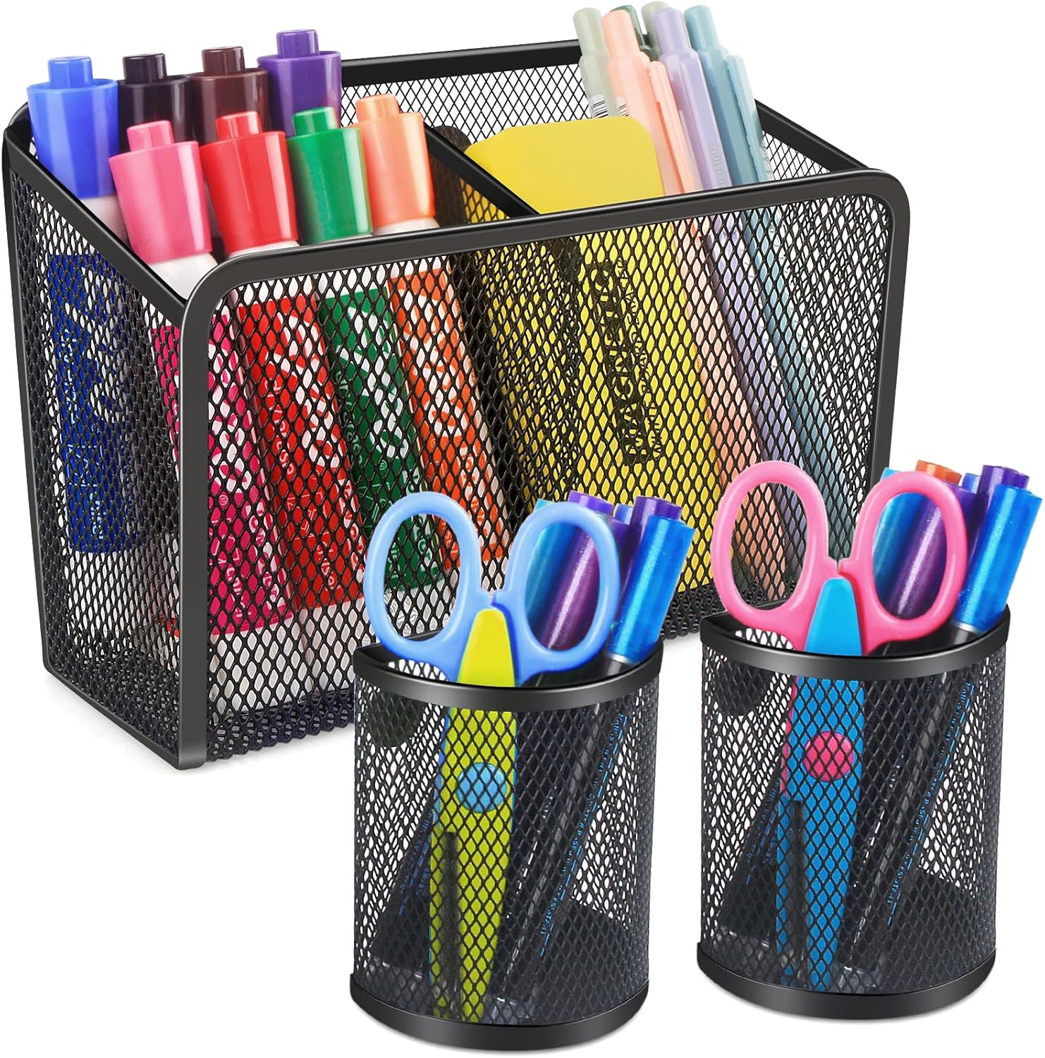 Magnetic Pen Holder, Metal Strong Magnet Pen Cup Magnetic Marker Storage Basket Locker Organizer for Whiteboard Refrigerator Fridge Locker Accessories Classroom Must Haves Teachers School Supplies