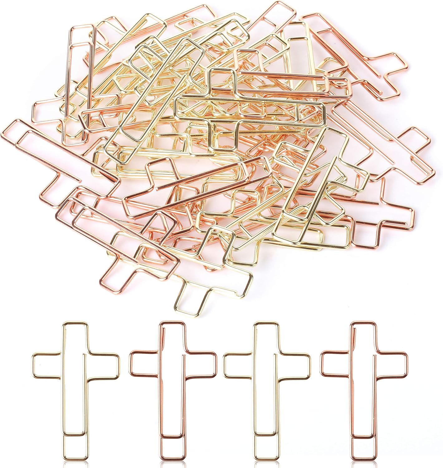 Mr. Pen Cross Paper Clips – 35 Pack (Gold and Rose Gold), Bible and Journal Clips, Bible Study and Christian Journaling Supplies