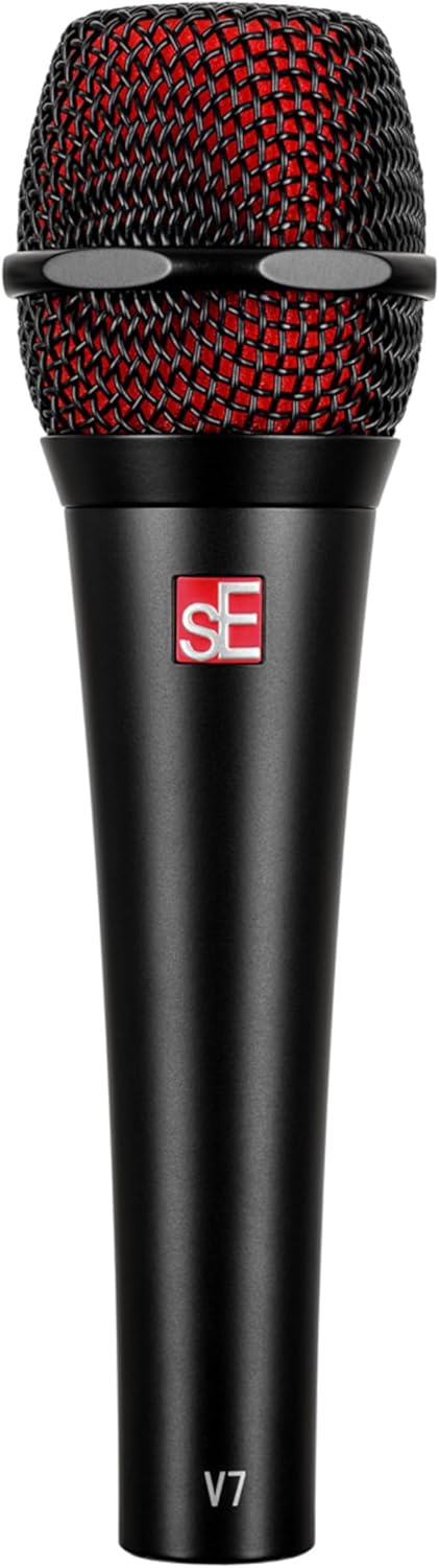 SE Electronics V7 Black Studio Grade Handheld Supercardioid Microphone with Shock Mount (Black)
