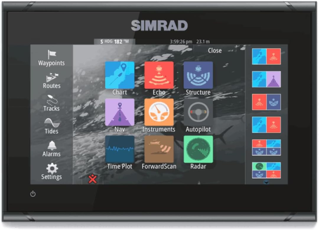 Simrad GO Chartplotter and Fish Finder, with Transducer and Radar Options, Preloaded C-MAP Discover Chart Card