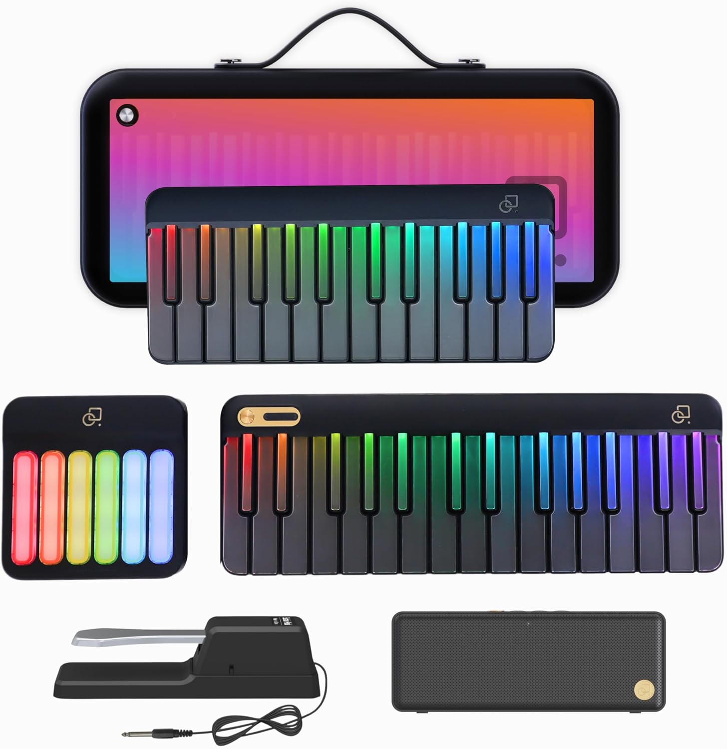 Smart Piano Keyboard,59-Key Digital Piano for Beginners,Rainbow LED Lights&Free Apps,256 Voices,100+ Auto Chords,MIDI Support,Portable Piano Keyboard,Gift for Birthdays or Holidays