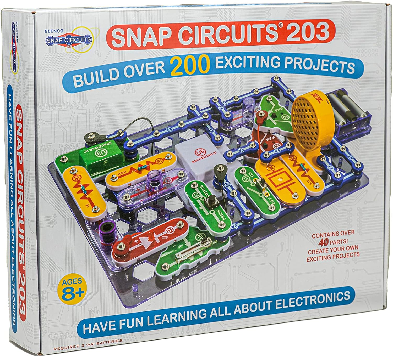 Snap Circuits 203 Electronics Exploration Kit | Over 200 STEM Projects | Full Color Project Manual | 42 Snap Modules | Unlimited Fun