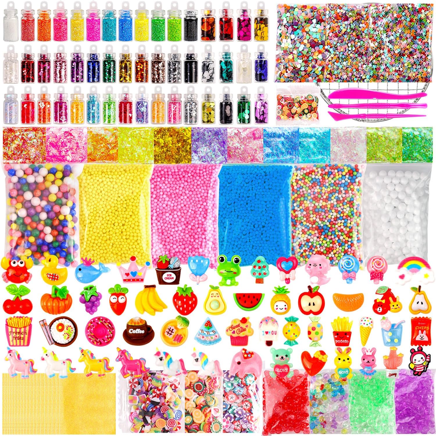 175 Pack Slime Making Supplies Kit, Slime Add Ins Accessories Includes Slimes Charms, Foam Balls for Making Creative Slimes Kit