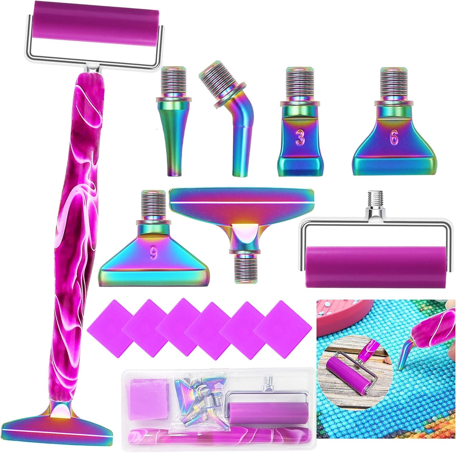 Diamond Art Pens Tools Diamond Painting Accessories Kits with Screw Metal Tip Roller Diamond Painting Pen Drill Bead Dot Pens for Art Craft Nail (Purple Pen Color 6)