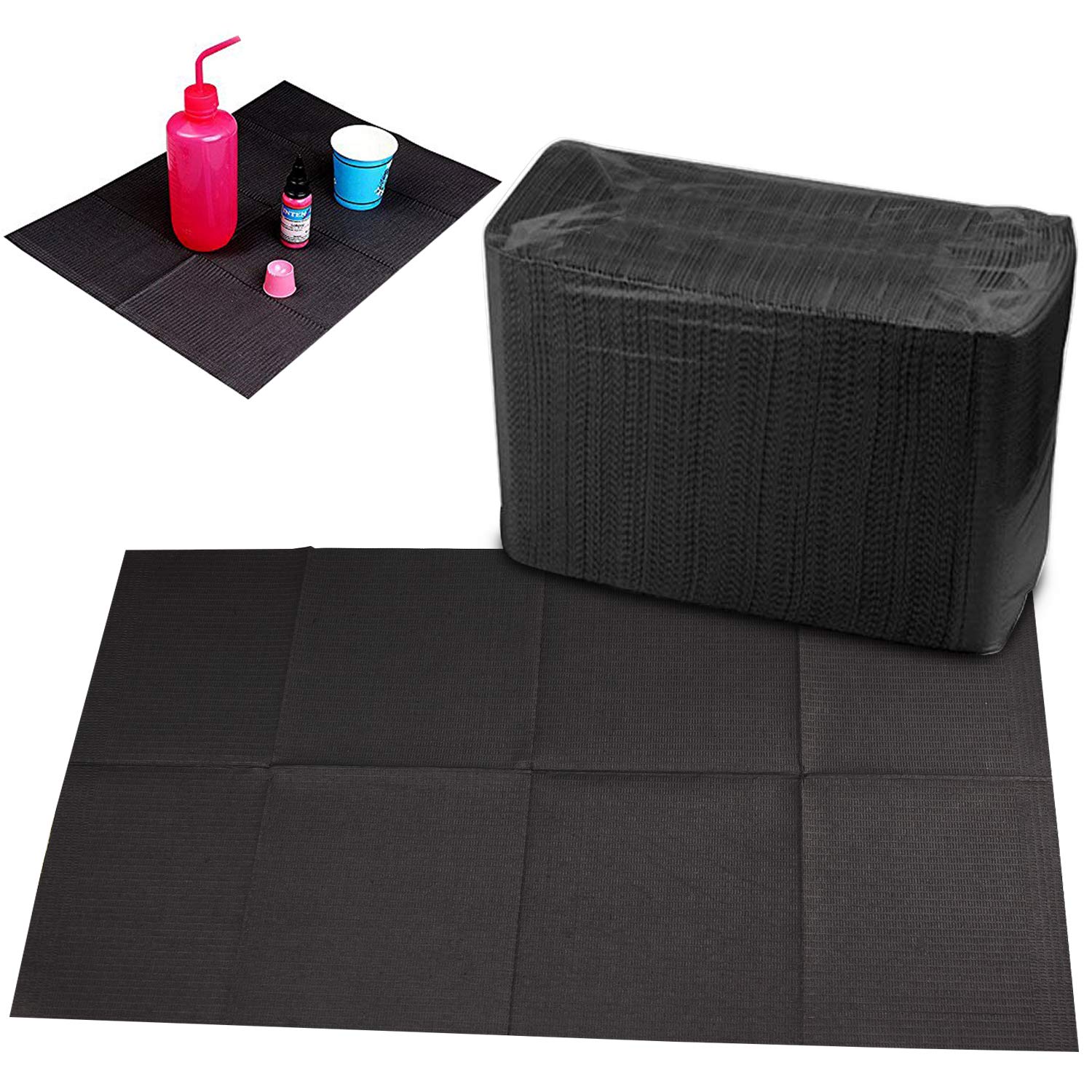 Disposable Dental Bibs Sheets Cloths, Tattoo Table Covers Clean Pad,Underpad Hygiene Personal Tattoo Bib Waterproof Tattoo TableCloth Tattoo Supply Sheet, 125pcs13″ X 17″ (Black) (125 Pcs)