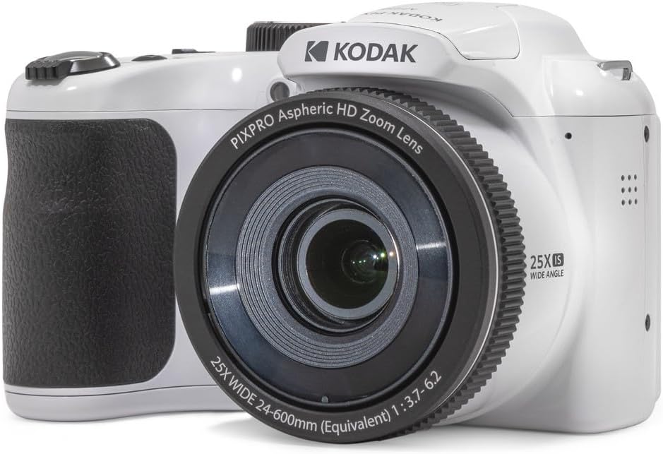 KODAK PIXPRO AZ255-WH 16MP Digital Camera 25X Optical Zoom 24mm Wide Angle Lens Optical Image Stabilization 1080P Full HD Video 3″ LCD Vlogging Camera (White)