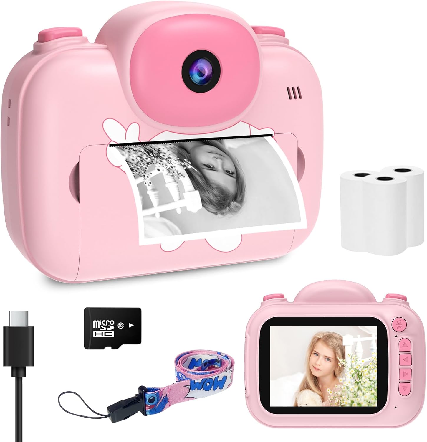 Kids Camera Instant Print 3.5 Inch, Instant Print Camera for Kids Pint Photos, Kid Digital Print Cameras Instantly, Toddler Toys Cameras for 3-12 Years Old Girls Birthday