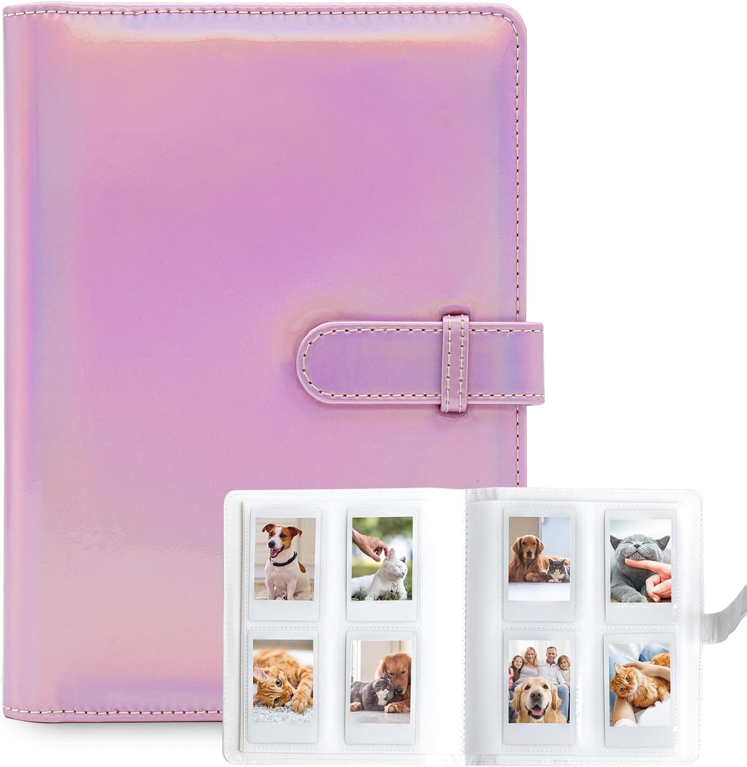 128 Pockets Mini Photo Album for Fujifilm Instax Mini Camera, Polaroid Snap, Z2300, SocialMatic Instant Cameras & Zip Instant Printer (Magic Pink)