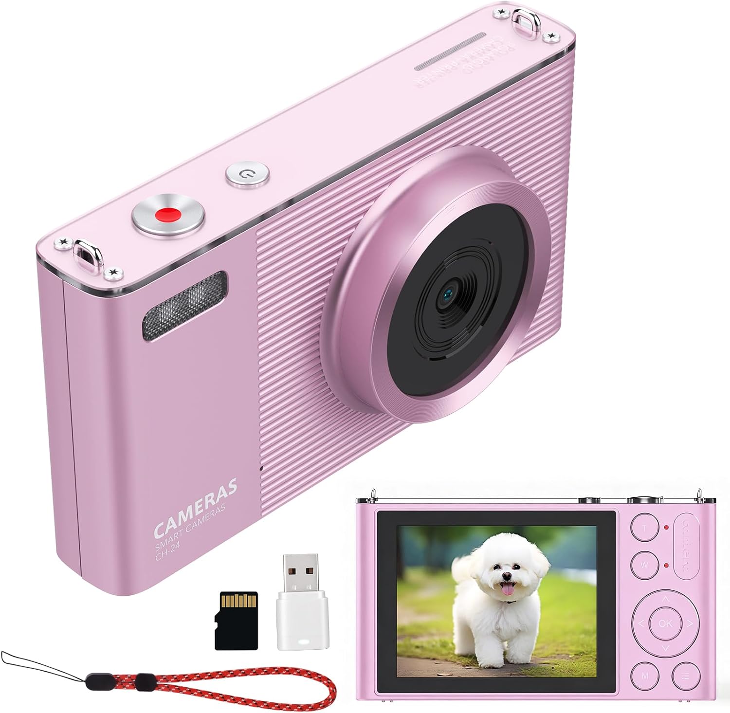 Digital Camera for Photography, 4K 72MP Vlogging Camera, Autofocus Point and Shoot Digital Camera for Teens Adult Beginner 16X Zoom, 32GB Card, 2 Batteries Pink