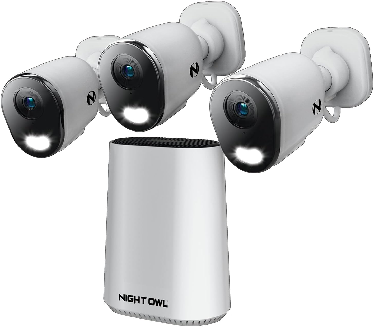 Night Owl 8 Channel Wi-Fi Video Home Security Hub with (3) Plug-in Wi-Fi 4K HD Indoor/Outdoor Spotlight Cameras with 2-Way Audio and 64GB microSD Card (Expandable up to 8 Cameras)