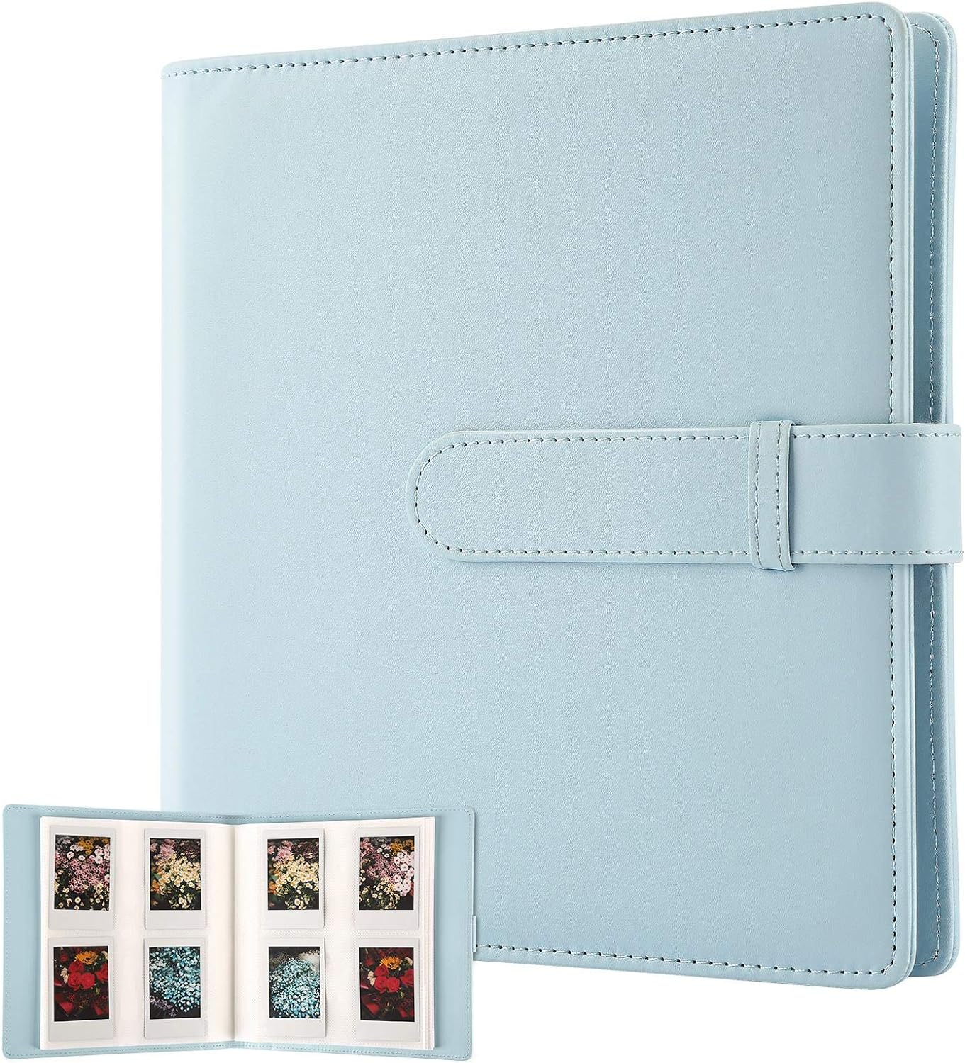 256 Pockets Photo Album for Fujifilm Instax Mini Camera, Leather Cover Photo Book for Polaroid Pictures, 2×3 Photo Album for Fujifilm Instax Mini 12 11 9 40 90 8 7 Evo LiPlay Instant Camera (Blue)