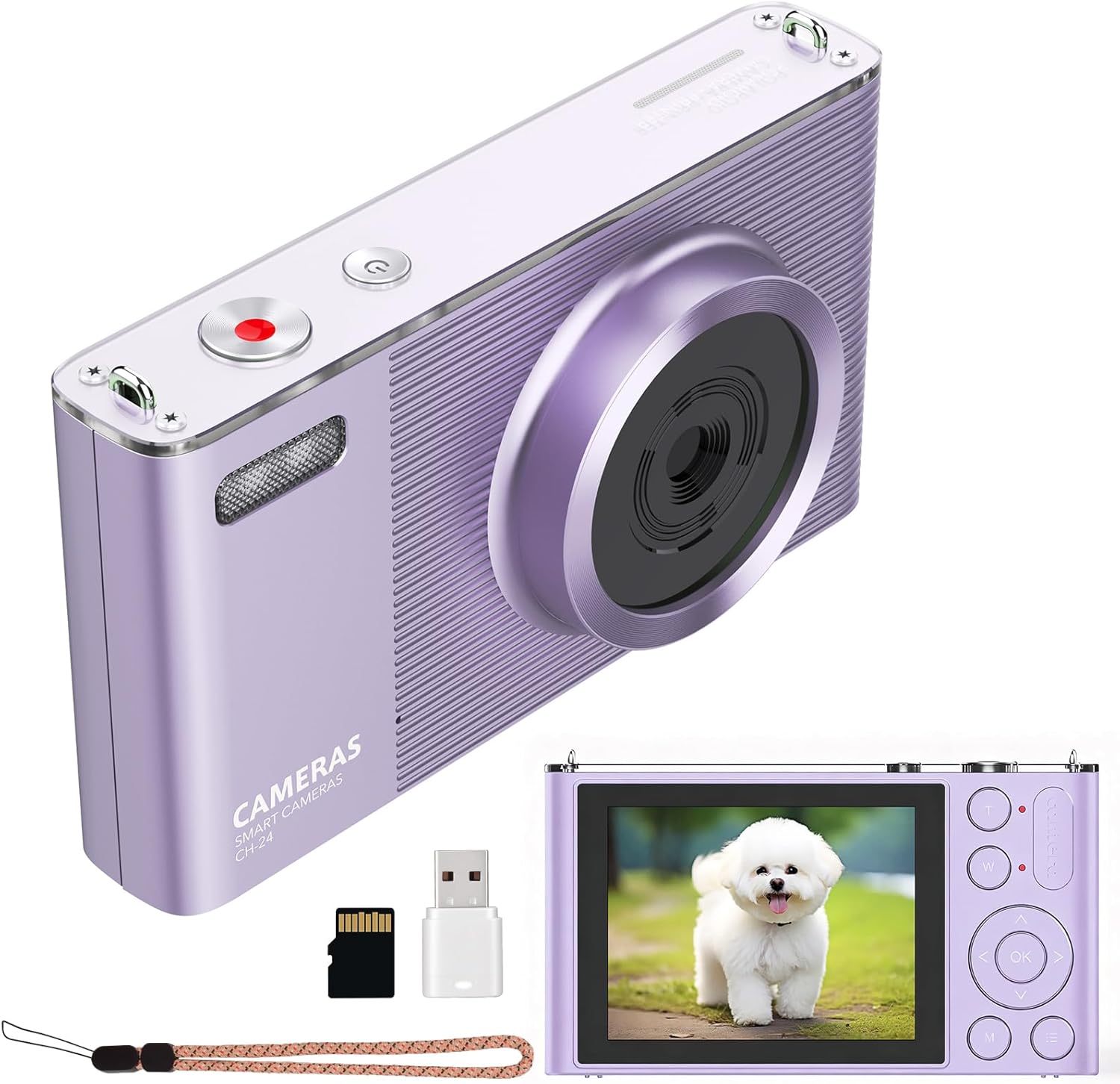 Digital Camera for Photography, 4K 72MP Vlogging Camera, Autofocus Point and Shoot Digital Camera for Teens Adult Beginner 16X Zoom, 32GB Card, Purple