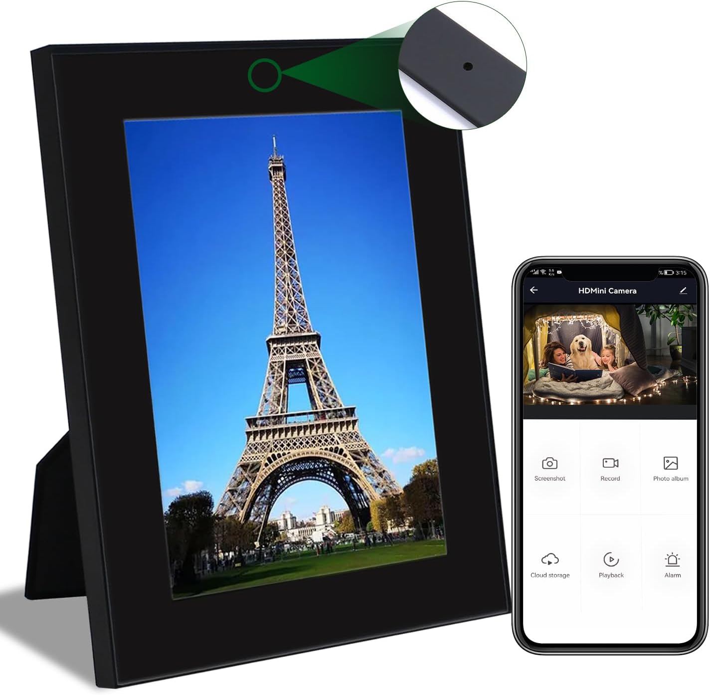 Hidden Camera Photo Frame – WiFi Spy Cam with Remote Viewing – 1080P FHD Nanny Cam for Indoor Security, Wireless Video Recorder