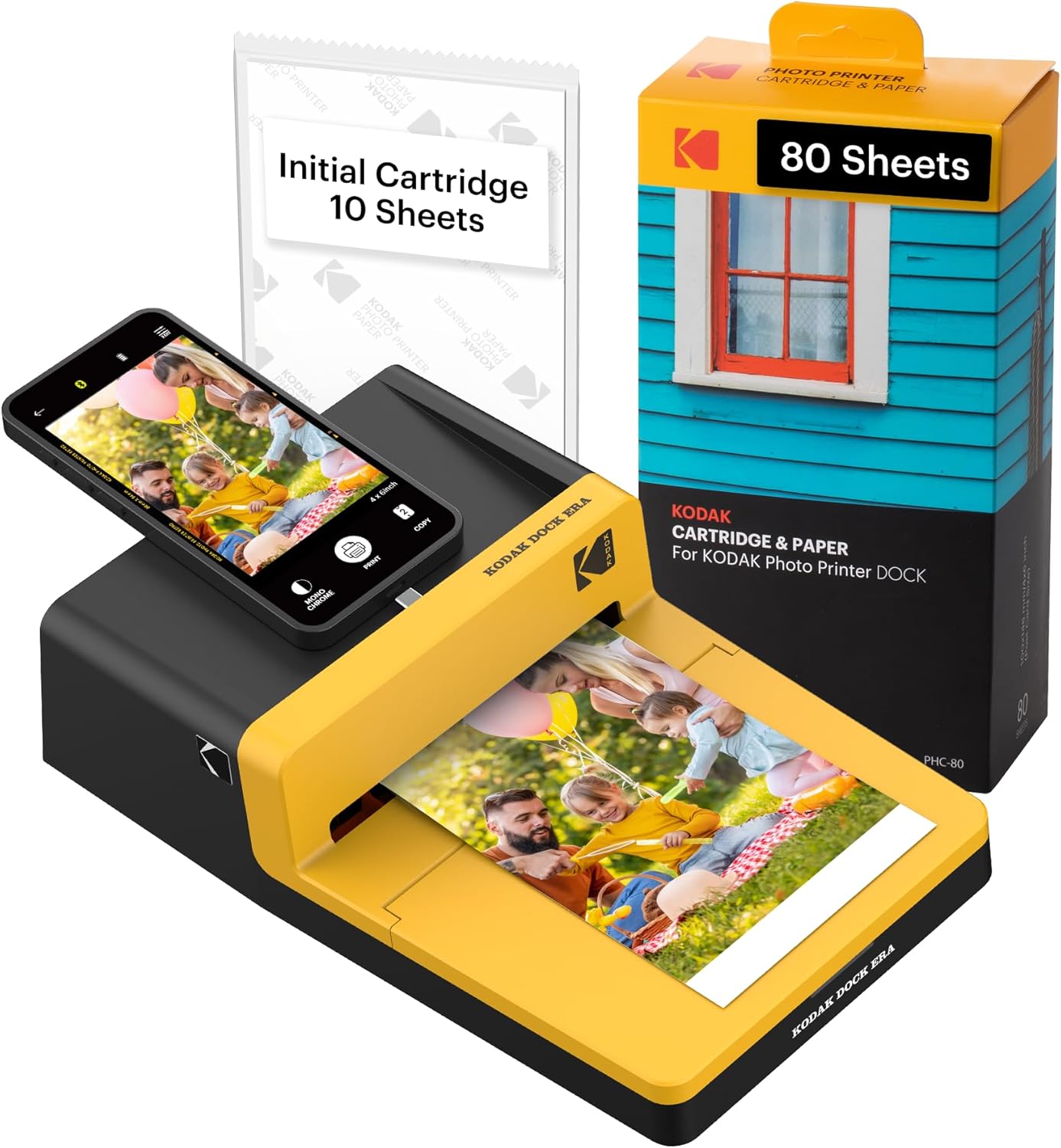 KODAK Dock ERA Plus 4PASS Instant Photo Printer, 4×6 inches, 90 Sheets Bundle