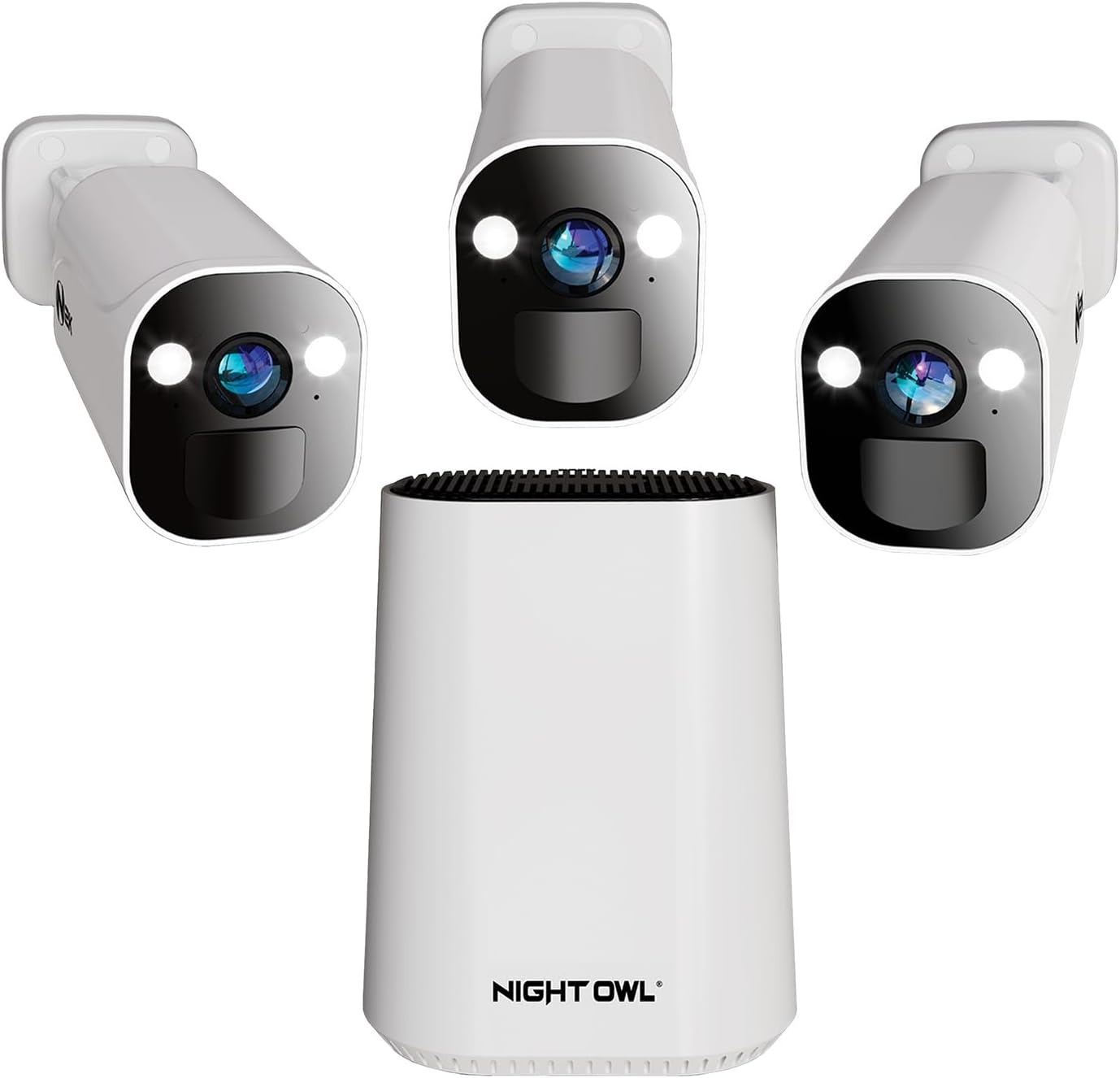 Night Owl 8 Channel Wi-Fi Video Home Security Hub with (3) Battery-Powered Wi-Fi 2K HD Indoor/Outdoor Spotlight Cameras with 2-Way Audio and 64GB microSD Card (Expandable up to 8 Cameras)