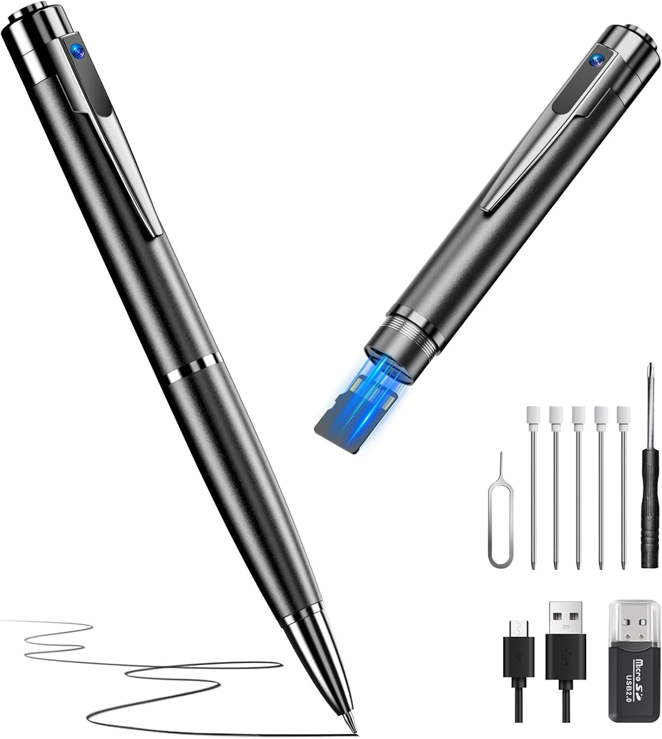 1080P HD Portable Security Camera for Home, Tiny Body Camera Pen with Take Photos, Long Battery Life, Rechargeable Pocket Cam Ideal for Outdoor, Indoor, Meeting, Classes, Easy to Use