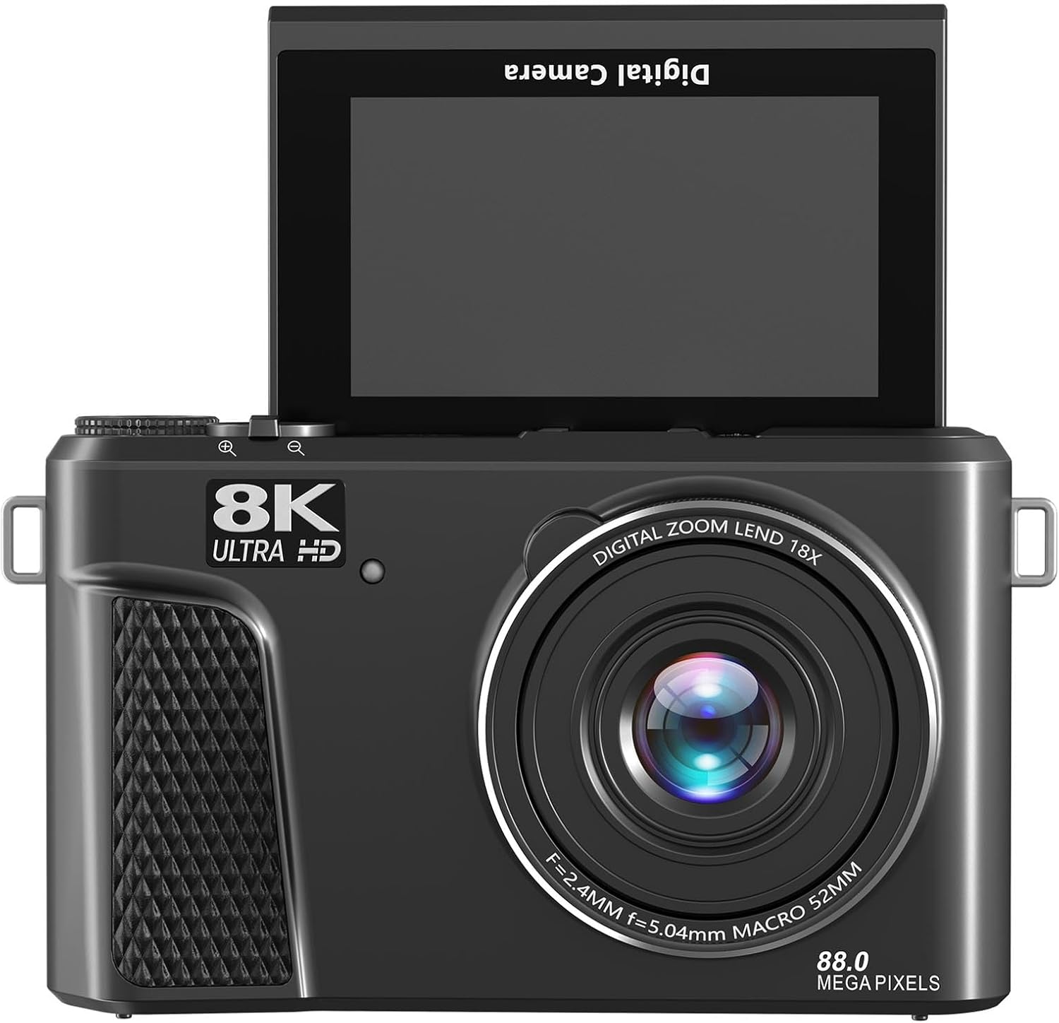 Jiawu Digital Camera for Photography, 8K 88MP WiFi Autofocus Video Cam with Flash and 3in 180 Flip Screen, 18X Digital Zoom Compact Travel Camera for Youtuber, Teens, Beginners (Black)