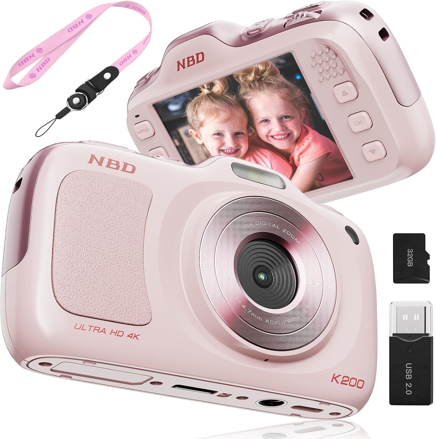 True 64MP Digital Camera 4K – 16X Zoom Autofocus, with Beauty & Macro Mode, 32GB TF Card, Compact Portable Vlogging Cameras for Photography Beginners Teens Adults (Pink)