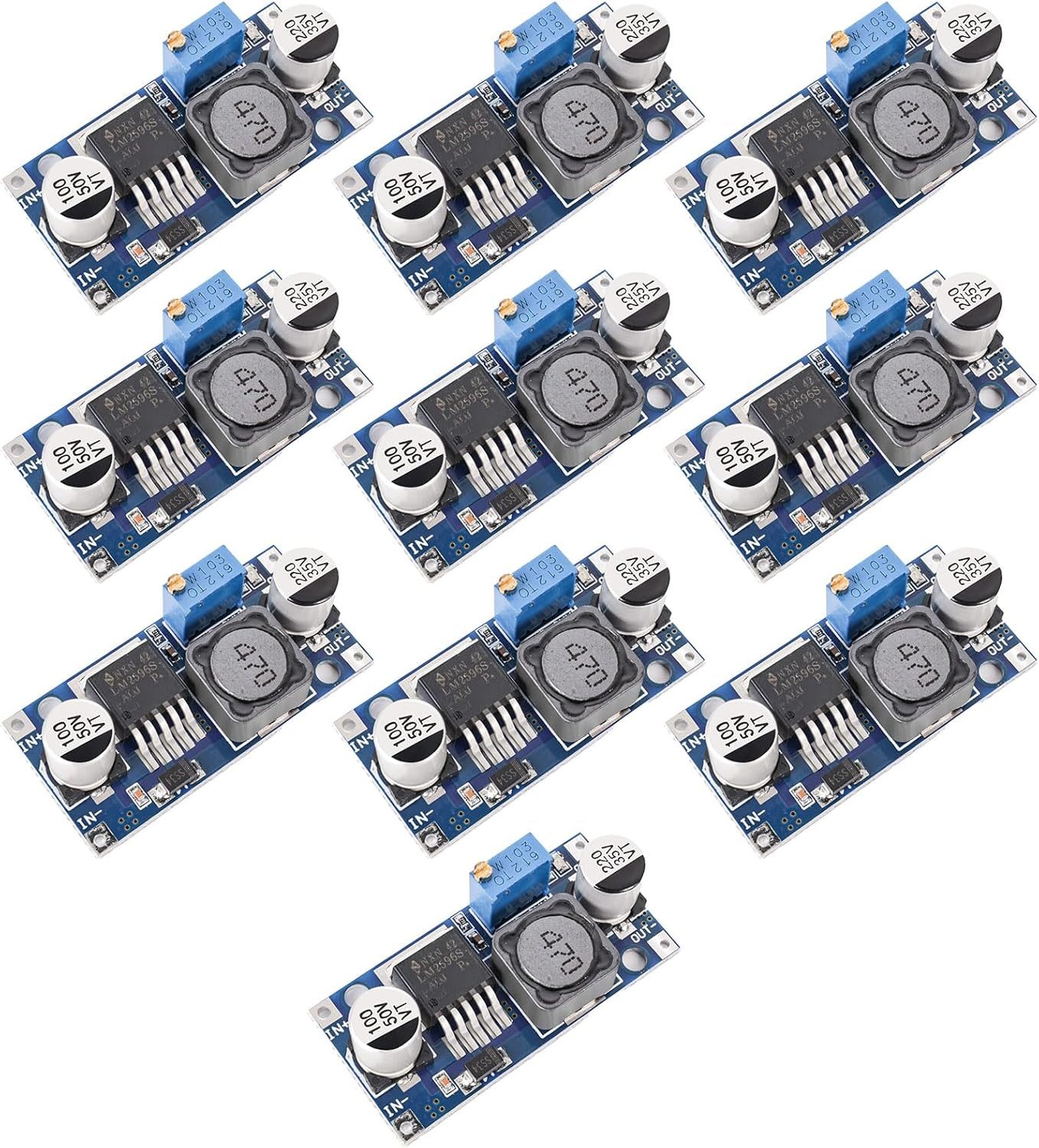 10 Pack LM2596 LM2596S Adjustable Voltage Regulator Step Down Variable Volt Regulator Input 3.0-40V Output 1.5-35V DC-DC Buck Converter Electronic Voltage Stabilizer Power Supply Module