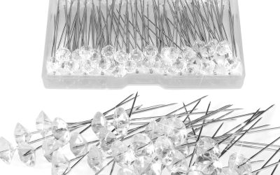 100pcs Diamond Pins for Bouquets, 2.1 Inch Floral Pins,Corsage Pins,Boutonniere Pins, Straight Pins Sewing for Crafts, Pins for Flowers, Flower Pins, Flower Bouquet Accessories, Floral Supplies