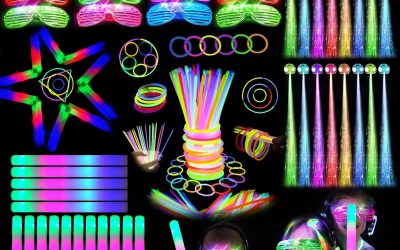148 PCS Glow in the Dark Party Supplies, 16PCS Foam Glow Sticks, 16PCS LED Glasses,100PCS Glow Sticks Bracelets and 16Pcs LED Hair Clips Fiber Optic for Glow Party, Wedding, Halloween Party