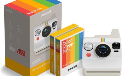 Polaroid Now 3rd Generation I-Type Instant Camera + Film Bundle – Now Pebble White Camera + 16 Color Photos (6561)