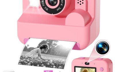 Kids Camera Instant Print – 1080P HD Video Digital Camera for Toddler with Printing Photo Paper, Portable Toy for 4 5 6 7 8 9 10 Years Old, Christmas Birthday Gifts for Boys Girls (Pink)
