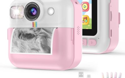 Instant Print Camera for Kids, Christmas Birthday Gifts for Girls Age 3-10, Toddler Toy for 3 4 5 6 7 8 9 10 Year Old Girls with 3 Roller Photo Paper (Pink)