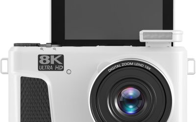 Jiawu Digital Camera for Photography, 8K 88MP WiFi Autofocus Video Cam with Flash and 3in 180 Flip Screen, 18X Digital Zoom Compact Travel Camera for Youtuber, Teens, Beginners (White)