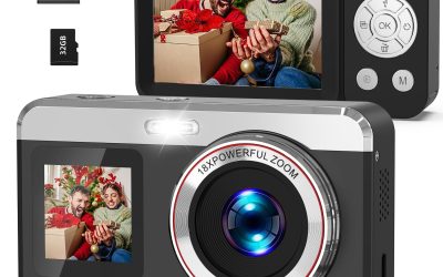 5K Digital Camera, 80MP Dual Screen Autofocus Vlogging Camera, 18X Zoom Point and Shoot Camera for Photography, Flash, 32GB Card, 2 Batteries, Compact Camera for Teens Adults (Black)