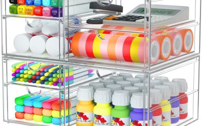 2 Pack Desk Organizers, Makeup Organizer Storage With 7 Drawers, Desktop Office Supplies, Clear Desk Accessories, Dustproof Drawer Organizer and Storage for Make Up, Jewelry, Pen