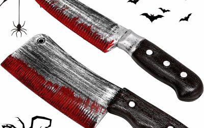 2 Pcs Fake Knife Party Supplies Halloween Party Favors,Realistic Plastic Bloody Knife Prop for Horror Party Role Playing, Bloody Prop for Halloween Costume Accessory, Decorations Outdoor Indoor