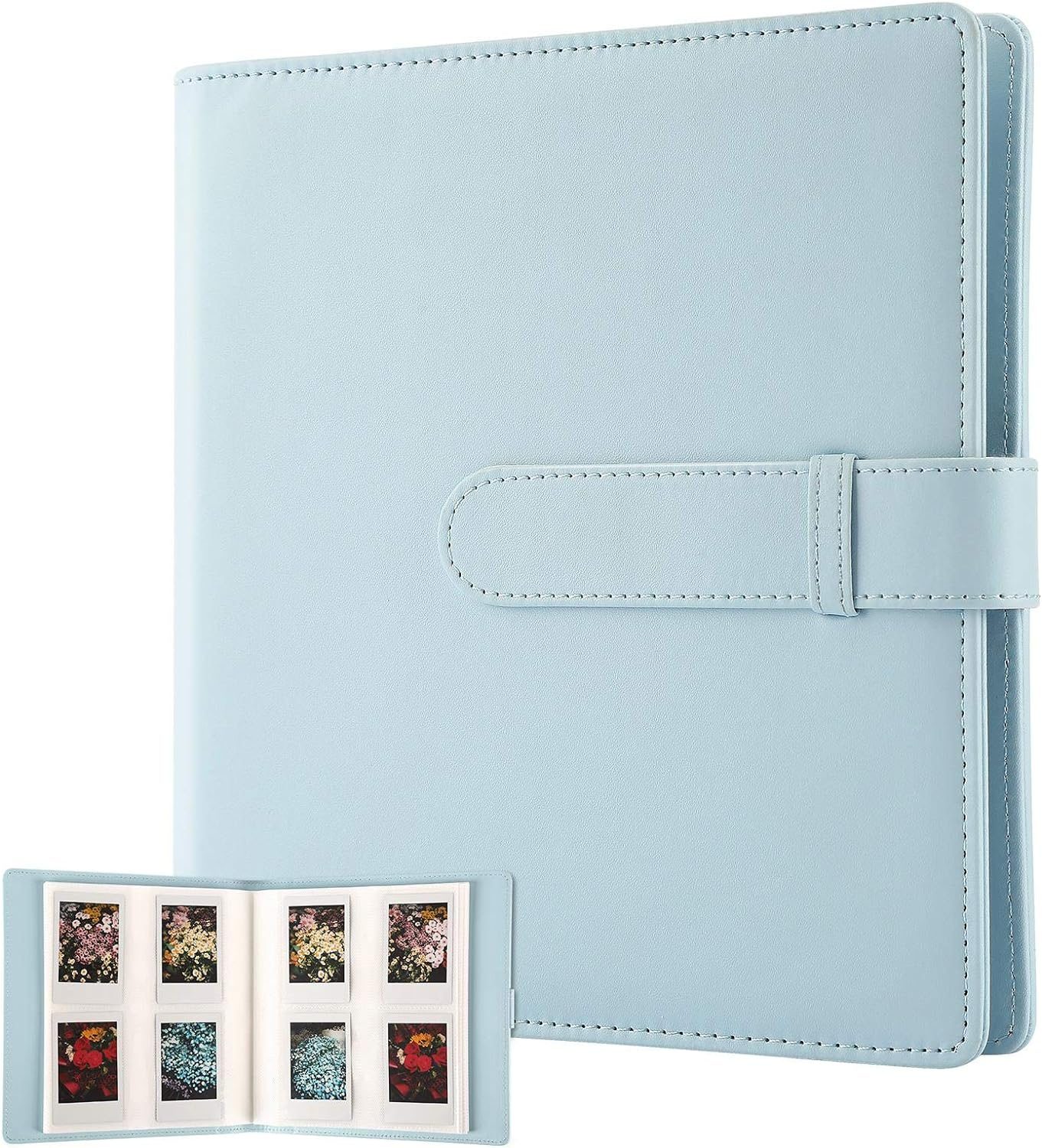 256 Pockets Photo Album for Fujifilm Instax Mini Camera, Leather Cover Photo Book for Polaroid Pictures, 2×3 Photo Album for Fujifilm Instax Mini 12 11 9 40 90 8 7 Evo LiPlay Instant Camera (Blue)