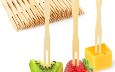 400 Bamboo Appetizer Forks, 3.5 Inch Mini Bamboo Forks for Charcuterie Boards Accessories, Fancy Toothpicks for Appetizers, Disposable Wooden Cocktail Fork, Small Fruit Food Picks for Party Supplies