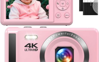 4K 64MP UHD Digital Camera for Photography, Autofocus Point and Shoot Vlogging Camera with 16X Digital Zoom, 32GB SD Card, 2 Rechargeable Batteries, Compact Travel Camera for Kids, Teens, Boys, Girls
