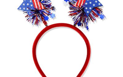 4th of July Headband Independence Day Hair Accessories Patriotic Party Hair Supplies USA Flag Star Design Blue Red Ribbon Stars Hair Decoration Cute Hair Hoop for Women Girls Kids 1 Pcs