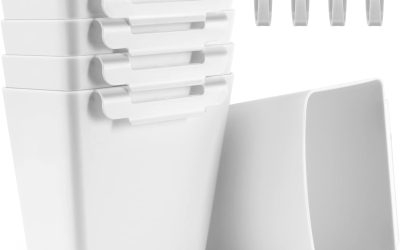 5 Pack Hanging Cup Holders, Multipurpose Rolling Cart Accessories Utility Cart Accessories For Art Craft Supplies, Space Saving Hanging Storage Basket Pencil Holder Makeup Organizers (White)