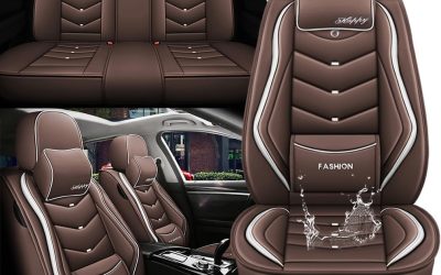 5 Seat Covers for Subaru Outback 2005-2025 Four Seasons Universal Car Seat Cover, Leather Comfortable Waterproof Breathable Seat Cover with Airbag(Brown, Luxury)