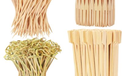500PCS Cocktail Picks Kit, 4 Styles Fancy Toothpicks for Appetizers, 3 Sizes Long Bamboo Skewers, Decorative Wooden Cocktail Sticks for Party Supplies Food Drinks Fruit Charcuterie Boards Accessories