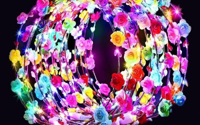 54 PCS LED Flower Crowns Headbands, Light Up Flower Crowns For Women, Glow in the Dark Headband for Wedding Reception Mardi Gras Cosplay Princess Party Favors Birthday Christmas Halloween