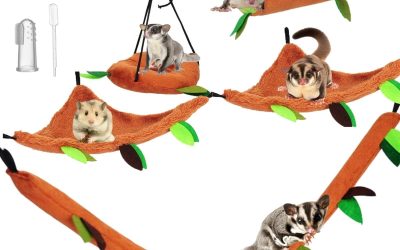 5Pcs Sugar Glider Supplies Cage Accessories Hammock Set Hanging Bed Hideout for Small Animal Pets Hamster Guinea Pig Squirrel Gerbils