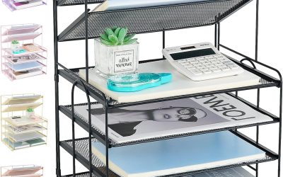 6-Tier Letter Tray Paper Organizer, Desk Organizers and Accessories, Desktop File Organizer, Office Desk Accessories for Office Supplies(Black)
