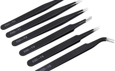6PCS Precision Tweezers Set, Upgraded Anti-Static Stainless Steel Curved of Tweezers, for Electronics, Laboratory Work, Jewelry-Making, Craft, Soldering, etc, by kaverme.