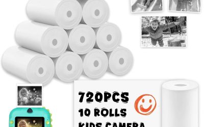 720Pcs Thermal Paper for Kids Camera Instant Print, 57x25mm Instant Print Paper, 10 Rolls Kids Camera Instant Print Paper Compatible with Most Instant Print Cameras for Kids(72 Pcs/Roll)