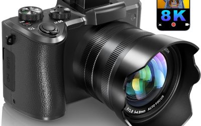 8K Digital Cameras for Photography Autofocus, WiFi 88MP Vlogging Camera with Dual-Lens, Flash, 16X Digital Zoom, Touch Screen, Travel Camera Anti-Shake with Lens Hood, 64GB Card,2 Batteries