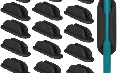 Adhesive Pencil Holders for Desk Set of 20 – Silicone Pen Holder with Upgraded Acrylic Adhesive Pads – Flexible Desk Pencil Holder for Class Office Essentials Accessories, Teacher Supplies