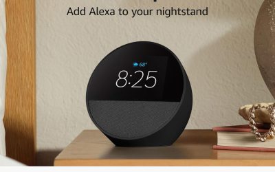 Amazon Echo Spot (newest model), Great for nightstands, offices and kitchens, Smart alarm clock with Alexa, Black
