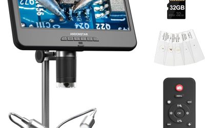Andonstar AD210 10.1 Inch LCD Digital Microscope for Adults, Soldering Microscope for Electronics Repair, Coin Microscope Camera Full View for Error Coins with Light, Biological Slides Kit, 32G Card
